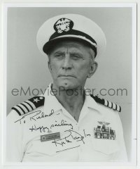 5y801 KIRK DOUGLAS signed 8x9.75 REPRO still '80s in military uniform from The Final Countdown!