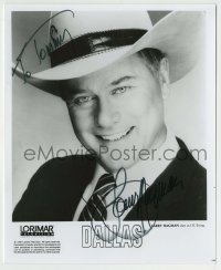 5y804 LARRY HAGMAN signed 8x9.75 REPRO still '90s great smiling portrait of the Dallas star!