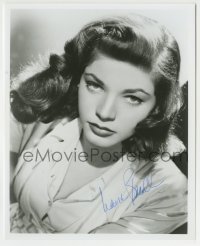 5y808 LAUREN BACALL signed 8x10 REPRO still '80s most sultry close up portrait with great hair!