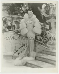 5y819 MAE WEST signed 8.25x10 REPRO still '70s in elaborate fur gown in Goin' To Town!