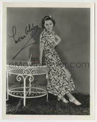 5y427 MAUREEN O'SULLIVAN signed 8x10.25 still '36 in three-piece outfit for The Voice of Bugle Ann!