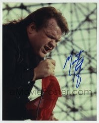 5y664 MEAT LOAF signed color 8x10 REPRO still '00s super close up singing into microphone!