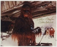 5y673 PETER MAYHEW signed color 8x10 REPRO still '90s great close up as Chewbacca from Star Wars!