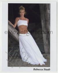 5y282 REBECCA STAAB signed color 8x10 publicity still '00s sexy actress in sexy 2-piece dress!