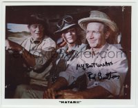 5y677 RED BUTTONS signed color 8x10 REPRO still '00 he's with John Wayne & Martinelli in Hatari!