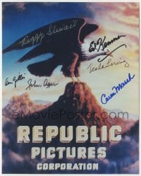 5y678 REPUBLIC PICTURES signed color 8x10 REPRO still '80s by SIX stars over the studio eagle logo!