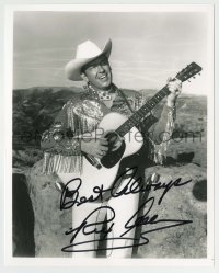 5y853 REX ALLEN signed 8x10 REPRO still '80s great cowboy portrait playing his guitar & singing!