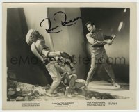 5y446 REX REASON signed 8x10.25 still '55 great image fighting aliens in This Island Earth!