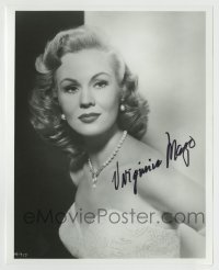 5y883 VIRGINIA MAYO signed 8x10 REPRO still '80s sexy close up in strapless dress & pearl necklace!