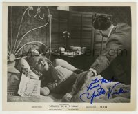 5y478 YVETTE VICKERS signed 8.25x10 still '58 great c/u in bed from Attack of the 50 Ft. Woman!
