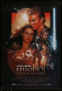 5y220 ATTACK OF THE CLONES signed style B DS 1sh '02 by artist Drew Struzan, Star Wars Episode II!