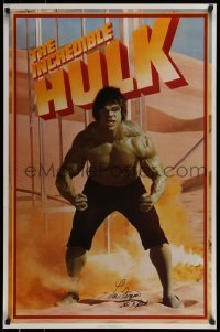 5y210 LOU FERRIGNO signed 23x35 commercial poster '90s by Lou Ferrigno, The Incredible Hulk!