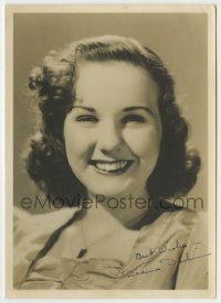 5y327 DEANNA DURBIN signed deluxe 5x7 still '30s great smiling portrait of the leading lady!
