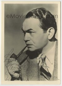 5y337 EDWARD G. ROBINSON signed deluxe 5x7 still '40s great profile portrait smoking pipe!