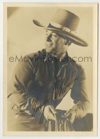 5y358 GEORGE O'BRIEN signed 5x7 still '30s great smiling portrait of the cowboy star!