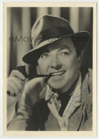 5y372 JACK HALEY signed deluxe 5x7 still '40s great head & shoulders smiling portrait smoking pipe!