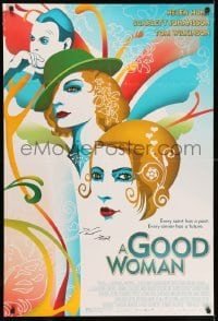 5y229 GOOD WOMAN signed DS 1sh '04 by Helen Hunt, cool colorful artwork!