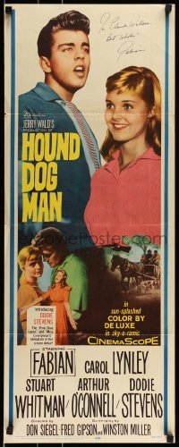 5y206 HOUND-DOG MAN signed insert '59 by Fabian, starring in his 1st movie w/ pretty Carol Lynley!