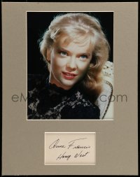 5y130 ANNE FRANCIS signed 3x4 index card in 11x14 display '80s ready to frame & hang on the wall!