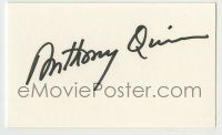 5y544 ANTHONY QUINN signed 3x5 index card '80s includes a repro it can be matted & framed with!