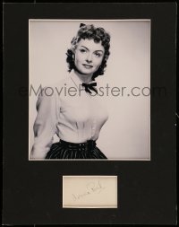 5y137 DONNA REED signed 2x4 index card in 11x14 display '80s ready to frame & hang on the wall!