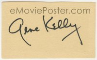 5y559 GENE KELLY signed 3x5 index card '70s can be framed & displayed with a repro still!