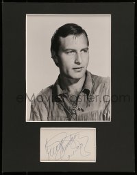 5y141 GEORGE MONTGOMERY signed 3x5 index card in 11x14 display '93 ready to frame & hang on the wall