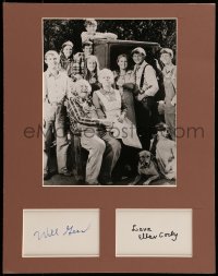 5y172 WALTONS 2 signed 3x4 index cards in 11x14 display '80s by BOTH Ellen Corby AND Will Geer!