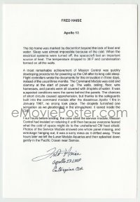 5y034 FRED HAISE signed letter '00 telling how uncomfortable the Apollo 13 mission was!