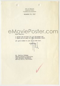 5y039 HAL B. WALLIS signed letter '47 thanking Famous Artists agency head Charles Feldman!
