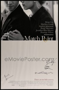 5y238 MATCH POINT signed DS 1sh '05 signed by Scarlett Johansson, Matthew Goode AND Emily Mortimer!