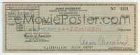 5y498 AGNES MOOREHEAD signed 3x8 canceled check '65 she paid $25 to her manager Harold Williams!