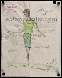5y004 EDITH HEAD signed 14x17 production art '63 cool outfit she designed for A New Kind of Love!