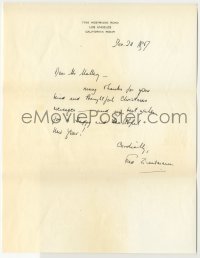 5y035 FRED ZINNEMANN signed 9x11 letter '67 thanking critic David Mallery for his Christmas message!