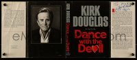 5y484 KIRK DOUGLAS signed 9x20 book dust jacket '90 from his book Dance with the Devil!