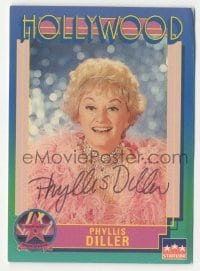 5y525 PHYLLIS DILLER signed 3x4 trading card '91 can be framed & displayed with a repro still!