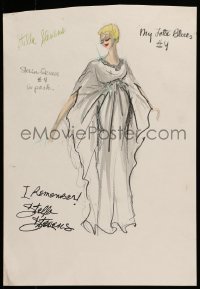 5y006 STELLA STEVENS signed 12x18 production art '60s Too Late Blues outfit designed by Edith Head!