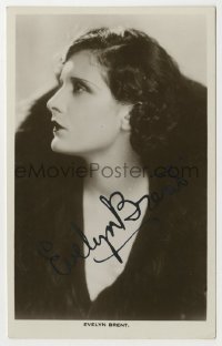 5y507 EVELYN BRENT signed English 4x6 postcard '20s great profile portrait of the pretty star!