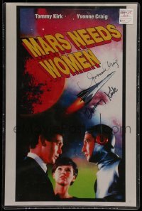5y017 MARS NEEDS WOMEN signed 11x17 REPRO poster '00 by BOTH Tommy Kirk AND Yvonne Craig!