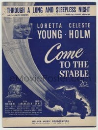5y061 CELESTE HOLM signed sheet music '49 Come to the Stable, Through a Long and Sleepless Night!