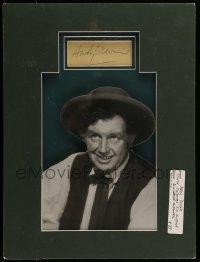 5y009 ANDY DEVINE signed 2x4 cut album page in 12x16 display '70s ready to frame & display!