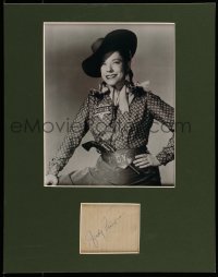 5y123 JUDY CANOVA signed 3x3 cut album page in 11x14 display '70s ready to frame & display!
