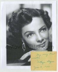 5y537 KATHRYN GRAYSON signed 3x4 cut album page '42 ready to frame & display on the wall!