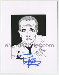 5y068 PAUL NEWMAN signed 9x11 art print '80s on a repro of a cool art caricature!