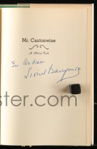 5y182 LIONEL BARRYMORE signed hardcover book '53 on his novel Mr. Cantonwine, A Moral Tale!