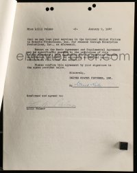 5y025 LILLI PALMER signed 9x11 contract '47 lent out to play Peg in Burning Journey!