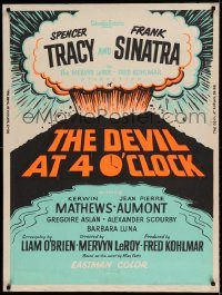 5z414 DEVIL AT 4 O'CLOCK 30x40 '61 Spencer Tracy, Frank Sinatra, art of exploding volcano!