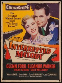 5z435 INTERRUPTED MELODY style Y 30x40 '55 Glenn Ford, Eleanor Parker as Marjorie Lawrence!