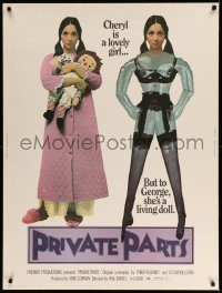 5z474 PRIVATE PARTS 30x40 '72 Paul Bartel directed horror comedy, she's a living doll!