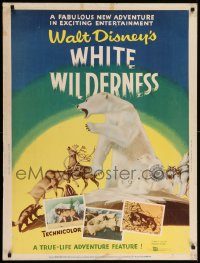 5z507 WHITE WILDERNESS style Y 30x40 '58 Disney, polar bear & arctic animals on top of world!